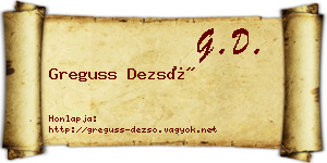 Greguss Dezső névjegykártya